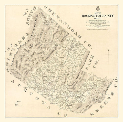 Rockingham County Virginia - Hotchkiss 1875 White Modern Wood Framed Art Print with Double Matting by Hotchkiss