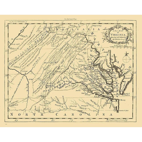 Virginia - 1761 Black Modern Wood Framed Art Print with Double Matting by Kitchin