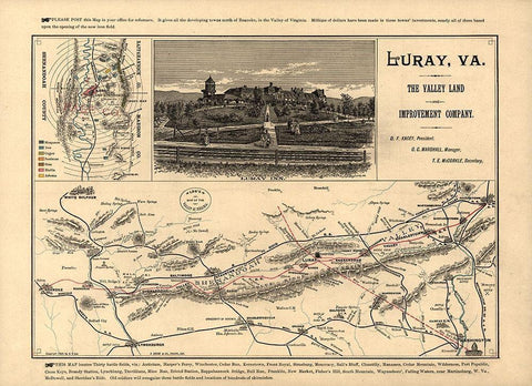 Valley of Virginia - 1890 Black Ornate Wood Framed Art Print with Double Matting by Unknown