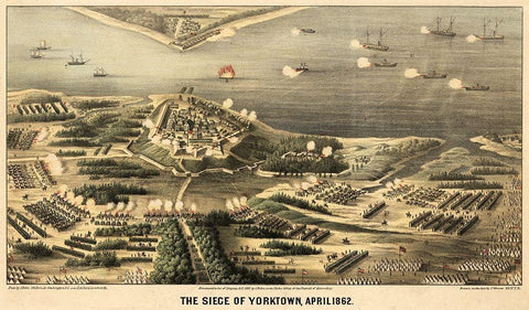 Yorktown Virginia - Worest 1862 White Modern Wood Framed Art Print with Double Matting by Worest