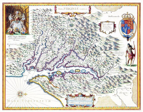 Virginia - 1636 White Modern Wood Framed Art Print with Double Matting by Powhatan