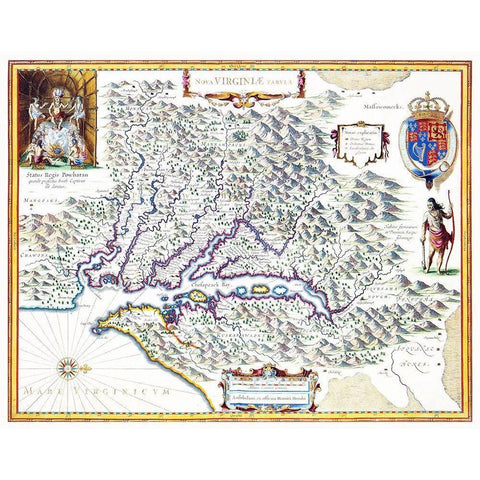 Virginia - 1636 Black Modern Wood Framed Art Print with Double Matting by Powhatan