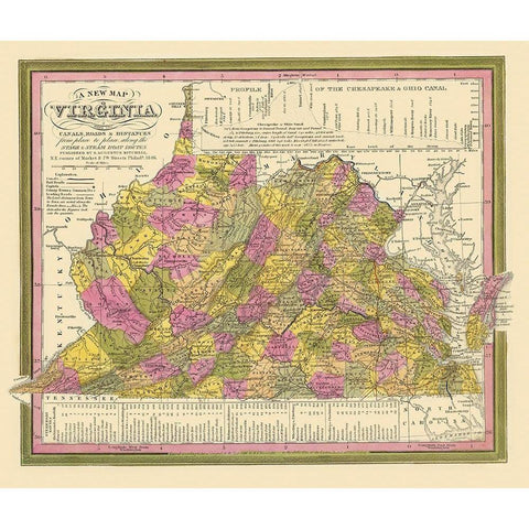 Virginia - Mitchell 1846 Gold Ornate Wood Framed Art Print with Double Matting by Mitchell