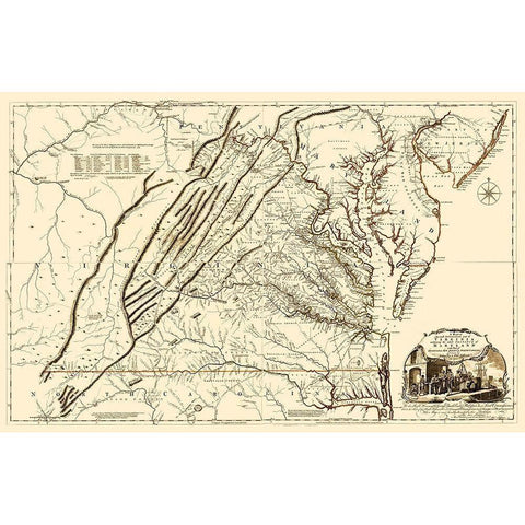 Virginia, Maryland - Jefferys 1751 White Modern Wood Framed Art Print by Jefferys