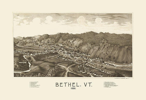 Bethel Vermont - Burleigh 1886 White Modern Wood Framed Art Print with Double Matting by Burleigh