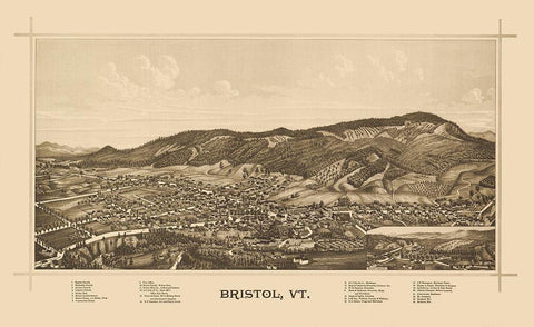 Bristol Vermont - Norris 1889 White Modern Wood Framed Art Print with Double Matting by Norris