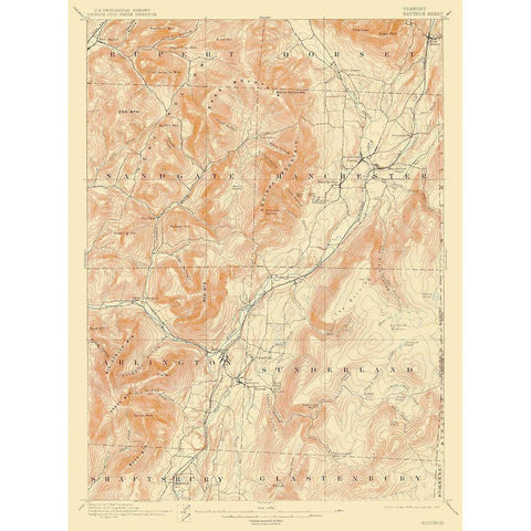 Equinox Vermont Quad - USGS 1900 Gold Ornate Wood Framed Art Print with Double Matting by USGS