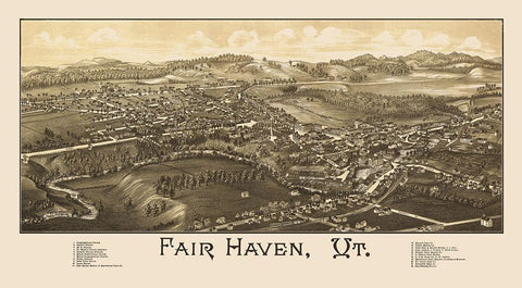 Fair Haven Vermont - Burleigh 1886 White Modern Wood Framed Art Print with Double Matting by Burleigh