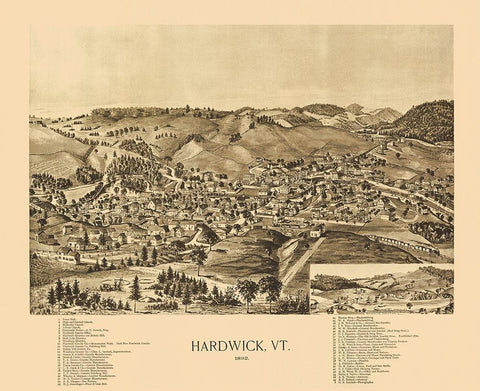 Hardwick Vermont - Norris 1892 White Modern Wood Framed Art Print with Double Matting by Norris