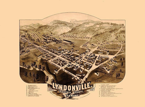 Lyndonville Vermont - Norris 1884  White Modern Wood Framed Art Print with Double Matting by Norris