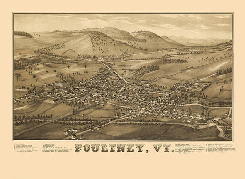 Poultney Vermont - Burleigh 1886 White Modern Wood Framed Art Print with Double Matting by Burleigh