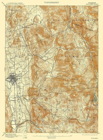 Rutland Vermont Quad - USGS 1893 White Modern Wood Framed Art Print with Double Matting by USGS