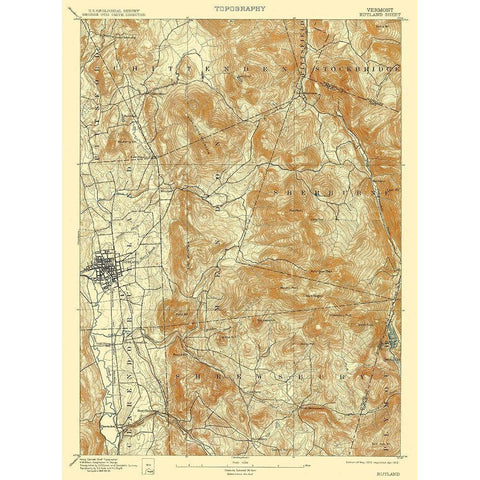 Rutland Vermont Quad - USGS 1893 Black Modern Wood Framed Art Print with Double Matting by USGS