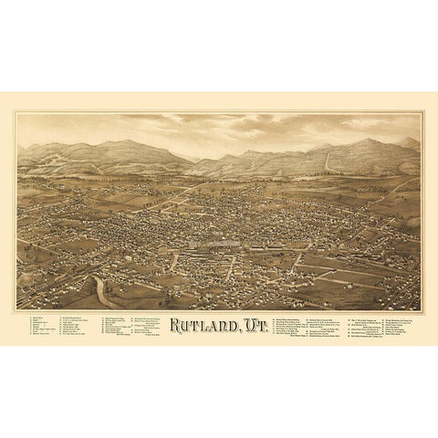 Rutland Vermont - Burleigh 1885 Black Modern Wood Framed Art Print with Double Matting by Burleigh