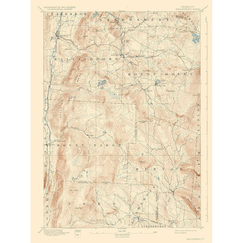 Wallingford Vermont Quad - USGS 1893 White Modern Wood Framed Art Print by USGS