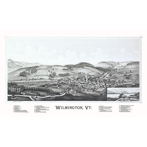 Wilmington Vermont - Burleigh 1891 Black Modern Wood Framed Art Print with Double Matting by Burleigh