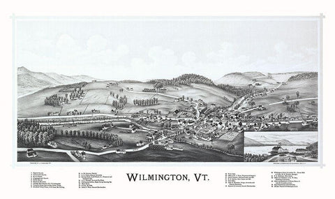 Wilmington Vermont - Burleigh 1891 Black Ornate Wood Framed Art Print with Double Matting by Burleigh