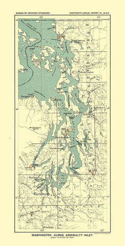 Washington - Admiralty Inlet - Hoen 1896 White Modern Wood Framed Art Print with Double Matting by Hoen