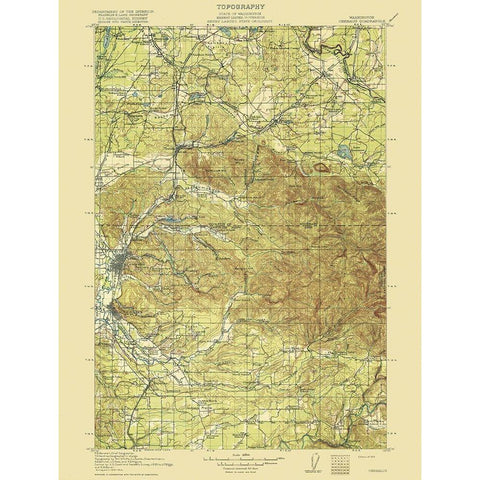 Chehalis Washington Quad - USGS 1916 Gold Ornate Wood Framed Art Print with Double Matting by USGS