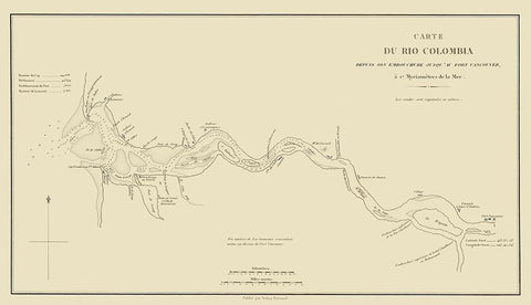 Columbia River, Oregon, Washington - Bertrand 1844 Black Ornate Wood Framed Art Print with Double Matting by Bertrand