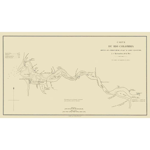 Columbia River, Oregon, Washington - Bertrand 1844 Black Modern Wood Framed Art Print with Double Matting by Bertrand