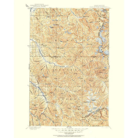 Glacier Peak Washington Quad - USGS 1897 Gold Ornate Wood Framed Art Print with Double Matting by USGS