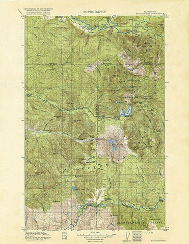 Mt St Helens Washington Quad - USGS 1919 White Modern Wood Framed Art Print with Double Matting by USGS