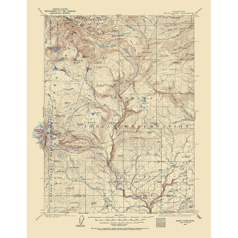 Mt Adams Washington Quad - USGS 1904 Black Modern Wood Framed Art Print with Double Matting by USGS