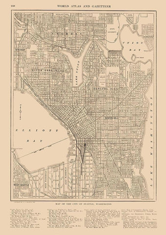 Seattle  Washington  - Reynold 1921 Black Ornate Wood Framed Art Print with Double Matting by Reynold