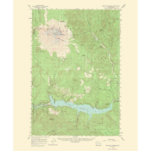 Mt St Helens Washington Quad - USGS 1968 Black Modern Wood Framed Art Print with Double Matting by USGS