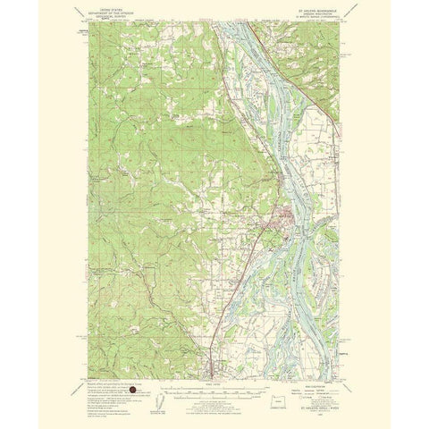 Mt St Helens Oregon Washington Quad - USGS 1954 White Modern Wood Framed Art Print by USGS