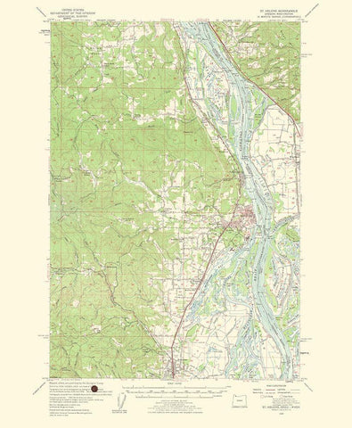 Mt St Helens Oregon Washington Quad - USGS 1954 White Modern Wood Framed Art Print with Double Matting by USGS