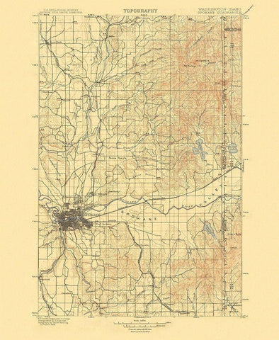 Spokane Washington Quad - USGS 1901 White Modern Wood Framed Art Print with Double Matting by USGS