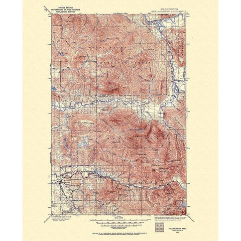 Stillaguamish Washington Quad - USGS 1899 Gold Ornate Wood Framed Art Print with Double Matting by USGS