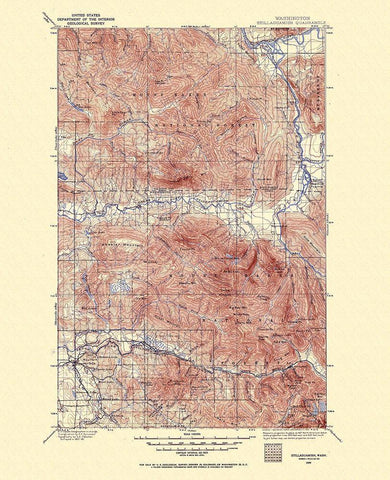 Stillaguamish Washington Quad - USGS 1899 White Modern Wood Framed Art Print with Double Matting by USGS