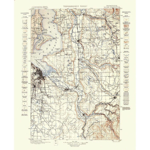 Tacoma Washington Quad - USGS 1898 White Modern Wood Framed Art Print by USGS