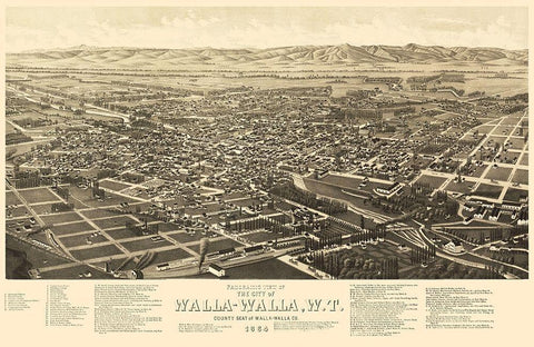 Walla Walla Washington - Burleigh 1884 White Modern Wood Framed Art Print with Double Matting by Burleigh