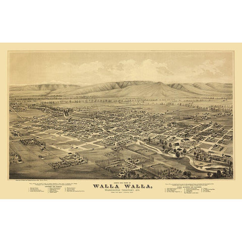 Walla Walla Washington - Everts 1876 White Modern Wood Framed Art Print by Everts