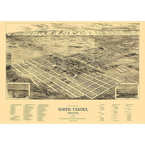 Yakima Washington - Spike 1889 Gold Ornate Wood Framed Art Print with Double Matting by Spike