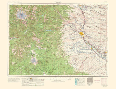 Yakima Washington Quad - USGS 1958 Black Ornate Wood Framed Art Print with Double Matting by USGS