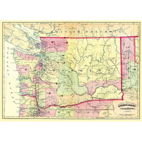 Washington - Asher  1874 Black Modern Wood Framed Art Print with Double Matting by Asher