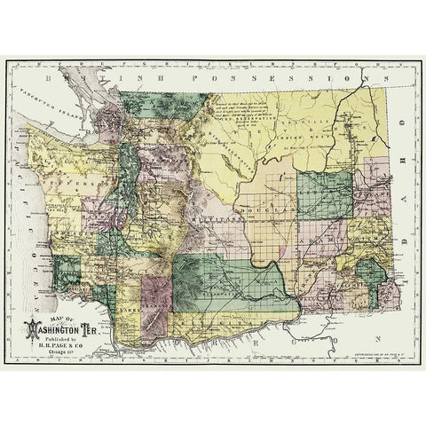Washington Territory - Olympia - Page 1886 Black Modern Wood Framed Art Print with Double Matting by Page