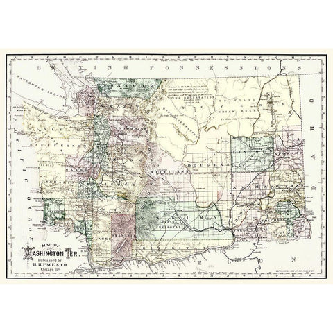 Washington Territory - Page 1883 White Modern Wood Framed Art Print by Page