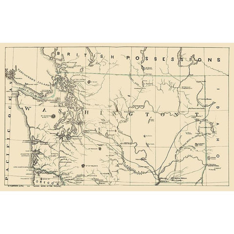 Washington - Brown 1865 Black Modern Wood Framed Art Print with Double Matting by Brown