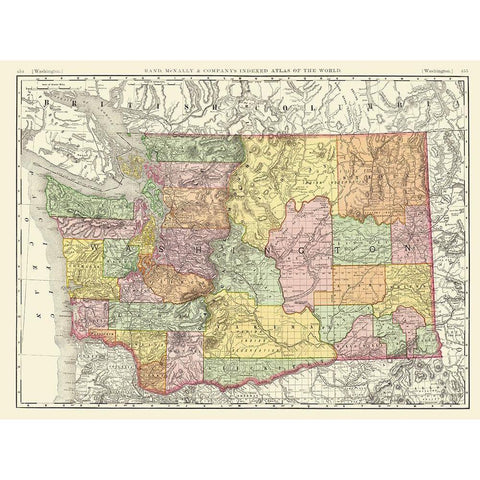 Washington - Rand McNally 1880 White Modern Wood Framed Art Print by Rand McNally