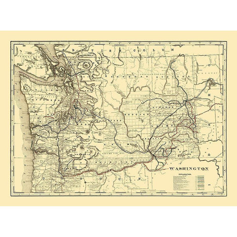 Washington -1896 Gold Ornate Wood Framed Art Print with Double Matting by Unknown