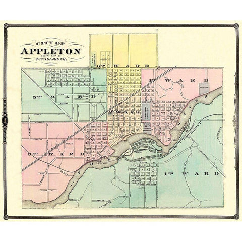 Appleton Wisconsin - Snyder 1878 Gold Ornate Wood Framed Art Print with Double Matting by Snyder