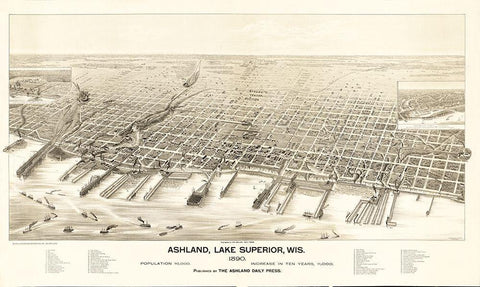 Ashland Wisconsin - Pauli 1890  White Modern Wood Framed Art Print with Double Matting by Pauli