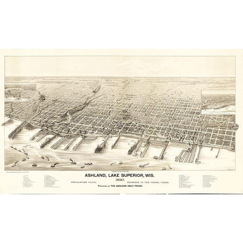 Ashland Wisconsin - Pauli 1890  Black Modern Wood Framed Art Print by Pauli