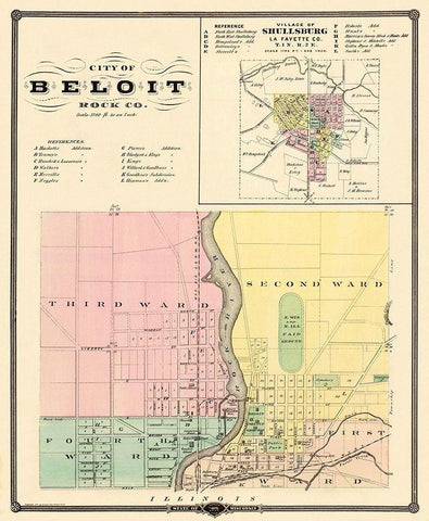 Beloit, Shullsburg Wisconsin Landowner Black Ornate Wood Framed Art Print with Double Matting by Snyder